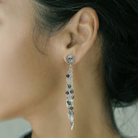 Blue Pearl Beads (4mm) Waterfall Post Top Earrings