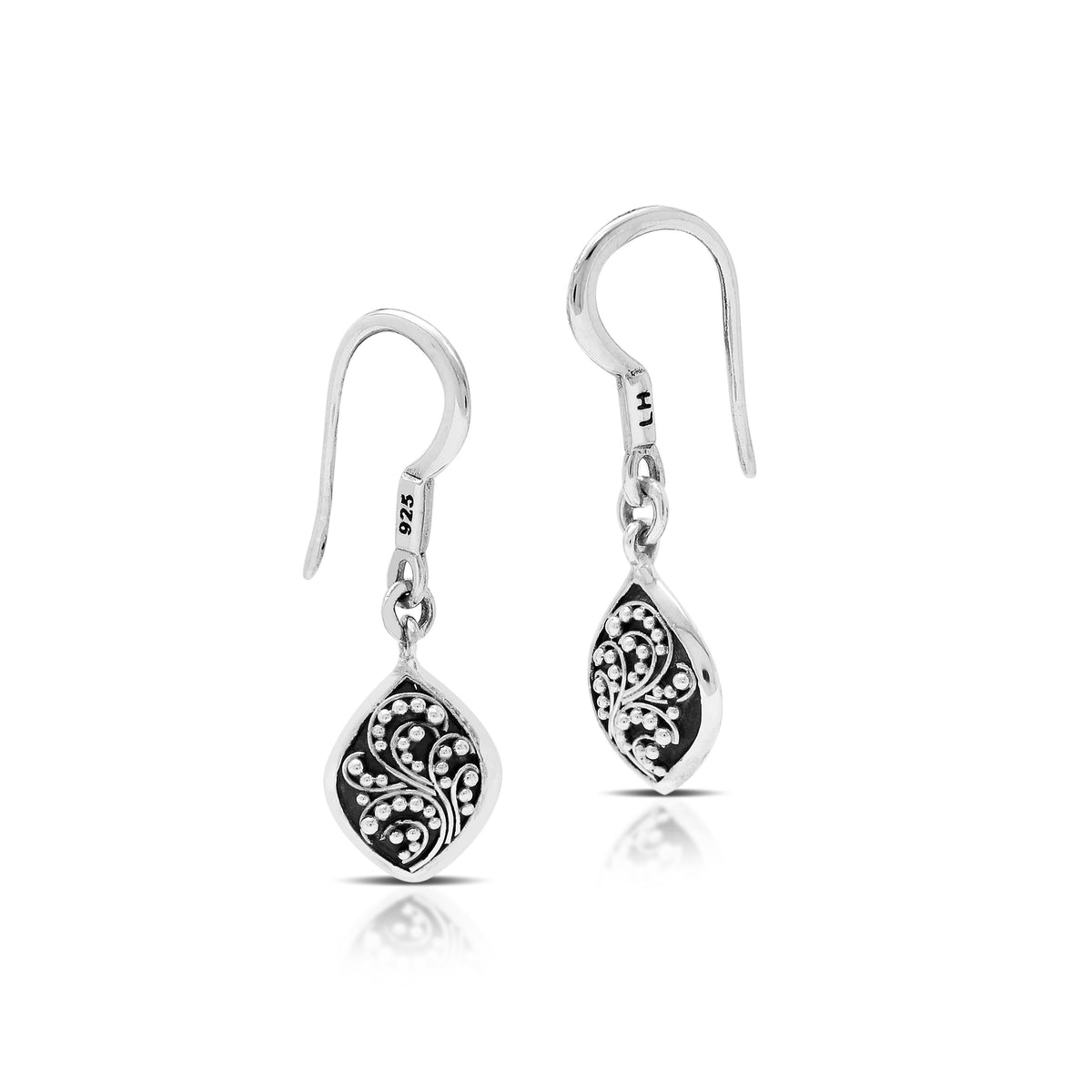 Classic Signature Granulated Teardrop Fishook Earrings. 9mm x 17mm