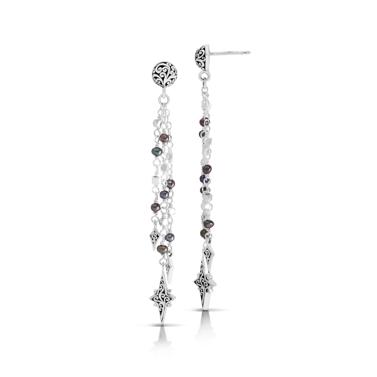 Peacock Pearl Beads Waterfall with Starbright Dangle Earring
