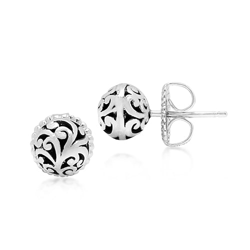 Lois Hill Signature Scroll Ball Stud Earrings - Lois Hill Jewelry