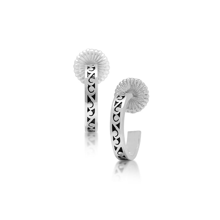 Small Signature Scroll Hoop Earrings - Lois Hill Jewelry