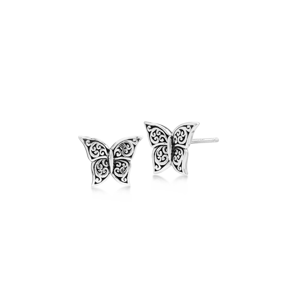 LH Signature Scroll Sterling Silver Delicate Butterfly Stud Earrings - Lois Hill Jewelry