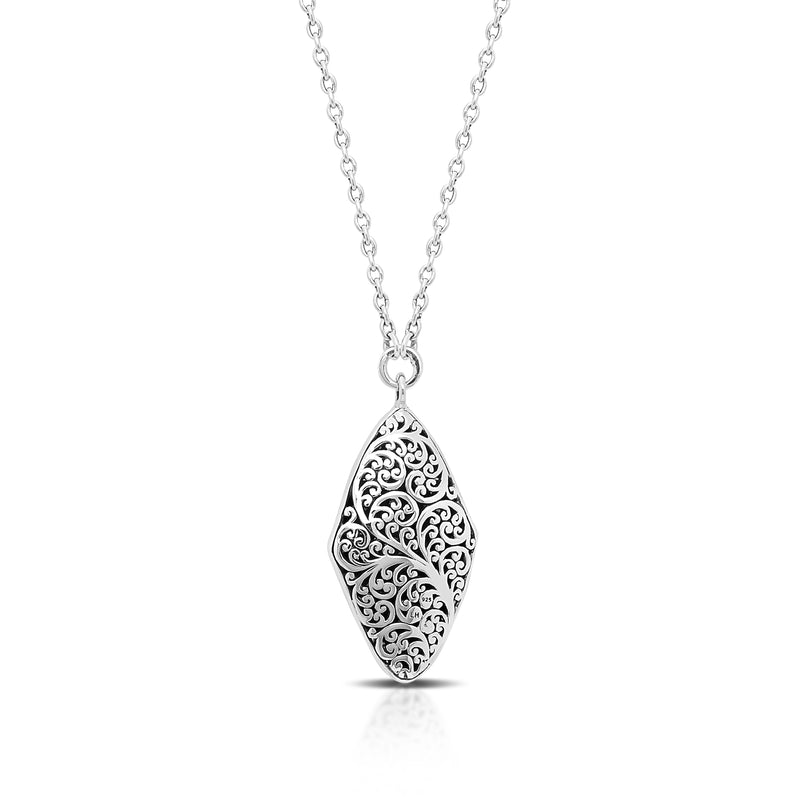 White Diamond, 18K Gold Alhambra LH Scroll Necklace