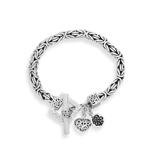 Small Boxweave Bracelet w/Heart Charm - Lois Hill Jewelry