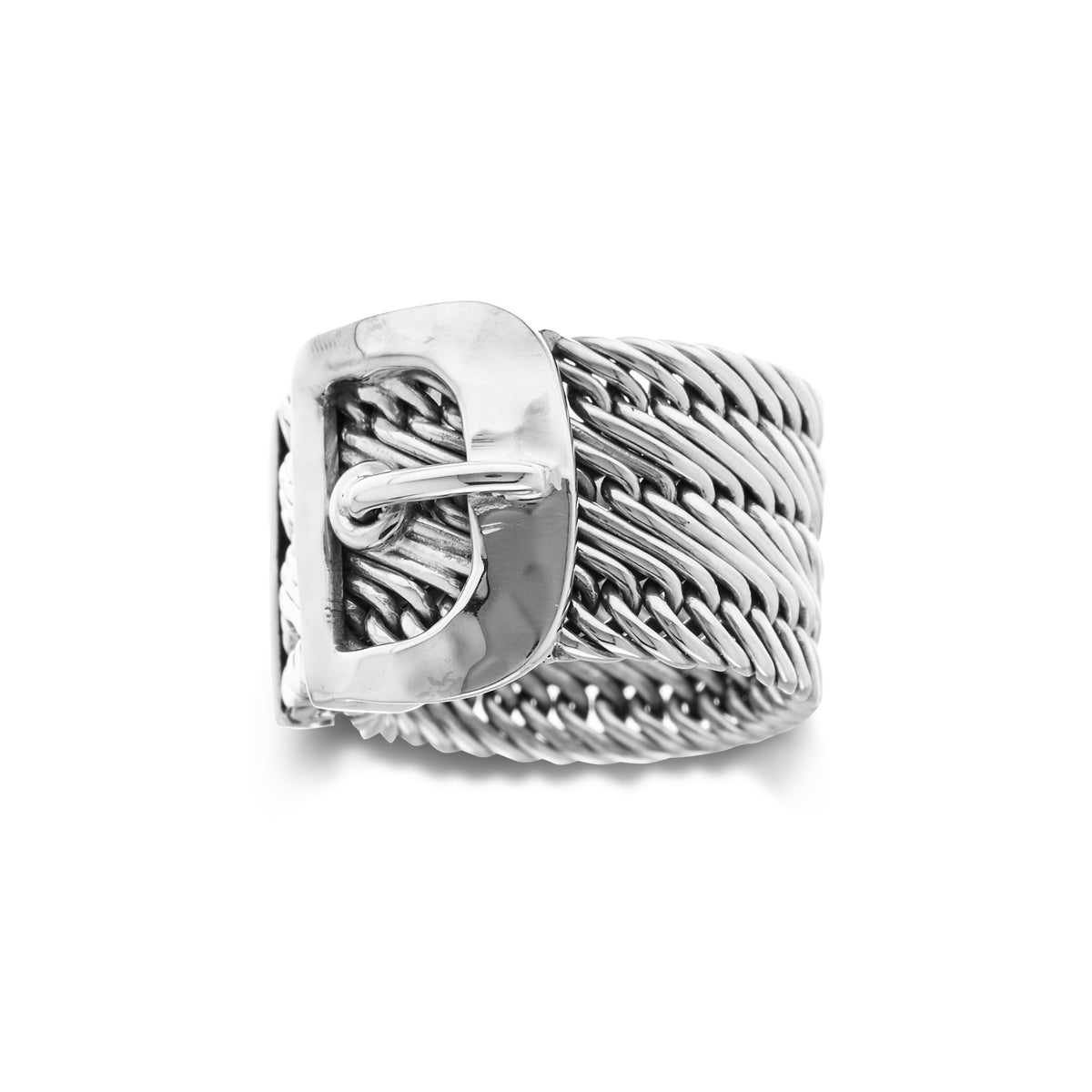 Single Wire Weave with Belt Buckle Center Ring - Lois Hill Jewelry
