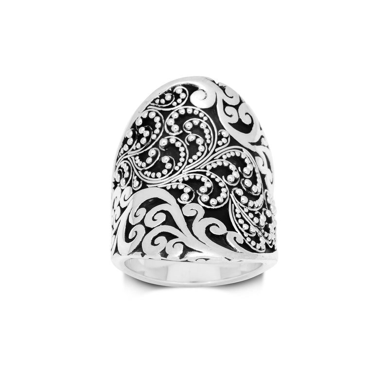 Classic Signature Scroll Granulated Ring - Lois Hill Jewelry