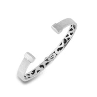 Hammered Cuff with LH Mens Tribal Sterling Silver Carved Inside