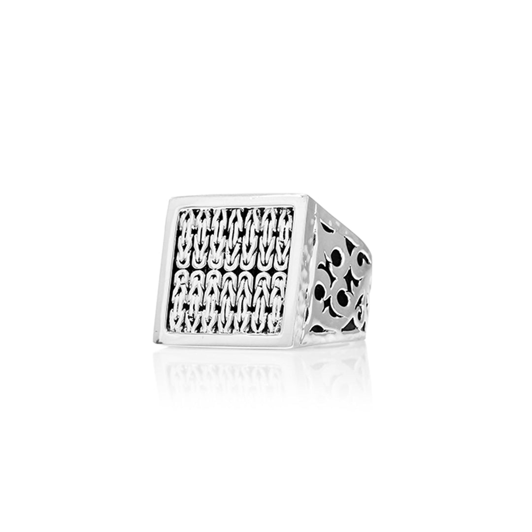 Square Box Weave with Classic LH Tribal Scroll Side Ring