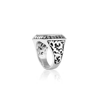 Classic LH Tribal Scroll with Dot Border Signet Ring