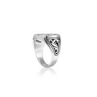 Classic LH Tribal Scroll Round with Dot Border Signet Ring