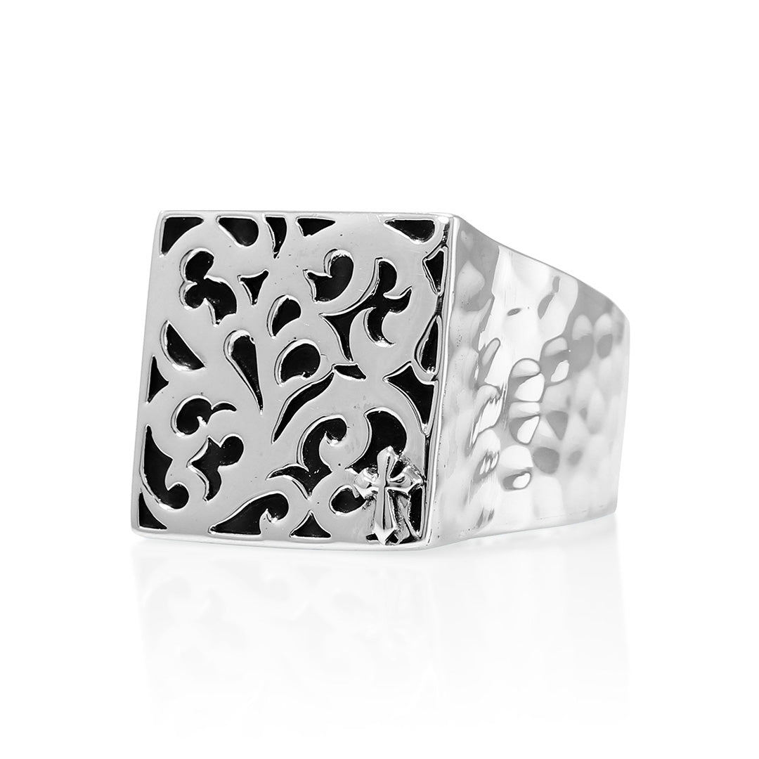 LH Classic Tribal Srcoll Square with Hammered Ring