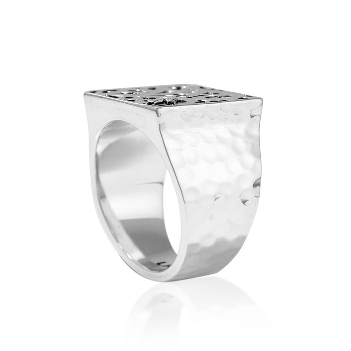 LH Classic Tribal Srcoll Square with Hammered Ring