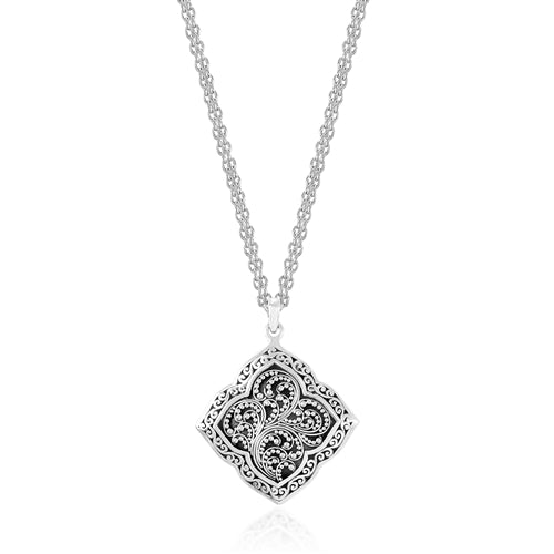 Classic Granulated/Carved Scroll Pendant Necklace - Lois Hill Jewelry