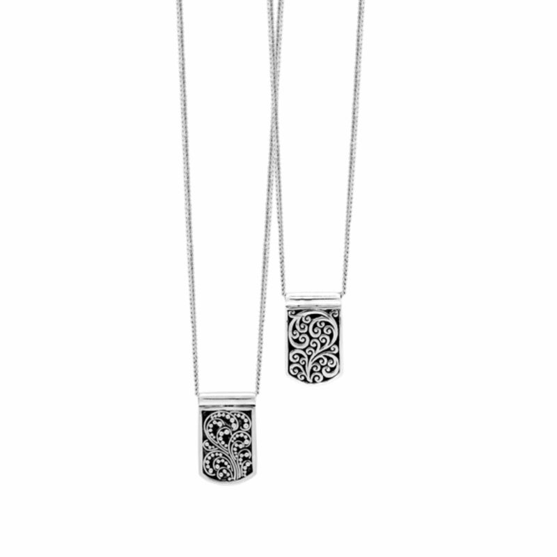 Granulated Double Side Dogtag Cutout Pendant Sterling Silver Necklace