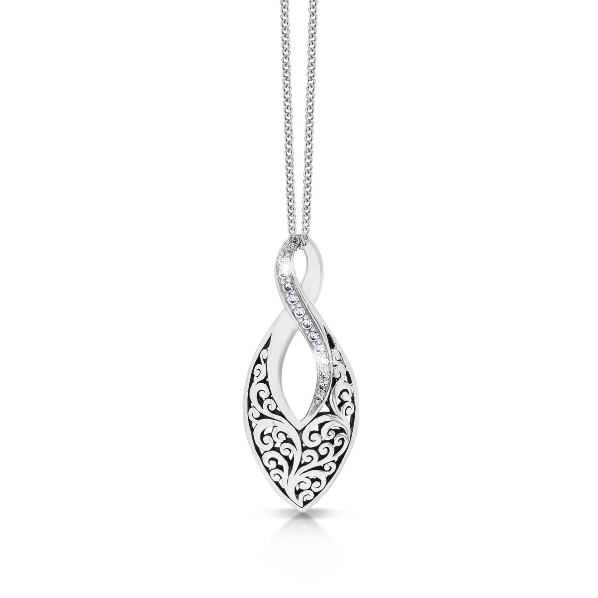 Twisted Open Pendant with Diamond on Chain Necklace