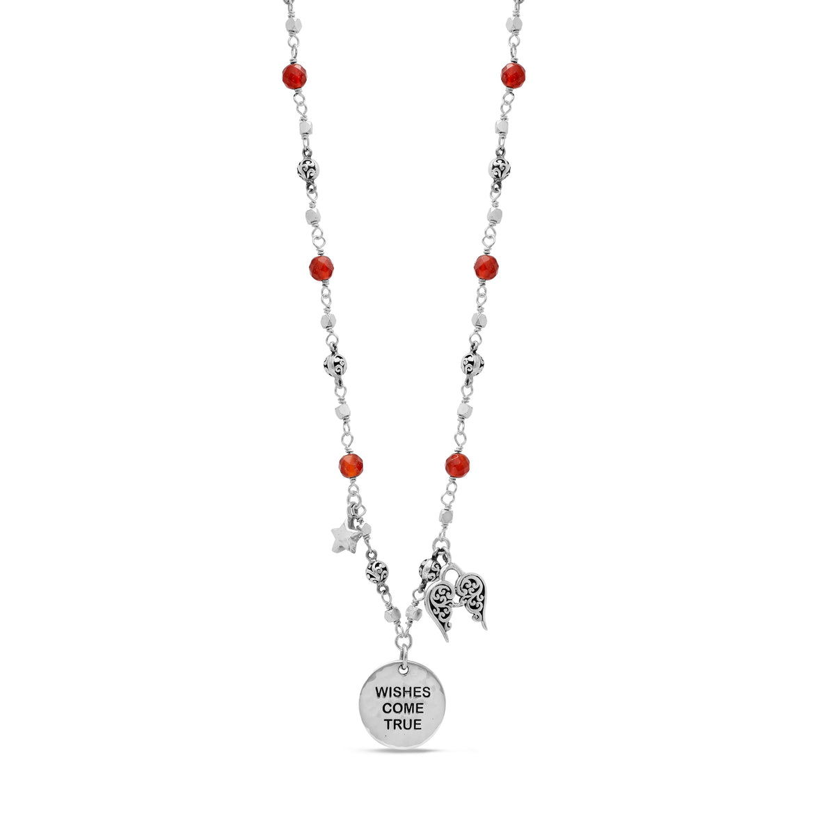 Red Carnelian and LH Scroll Beads "Wishes Come True" Wire-Wrapped Necklace (17"-20")