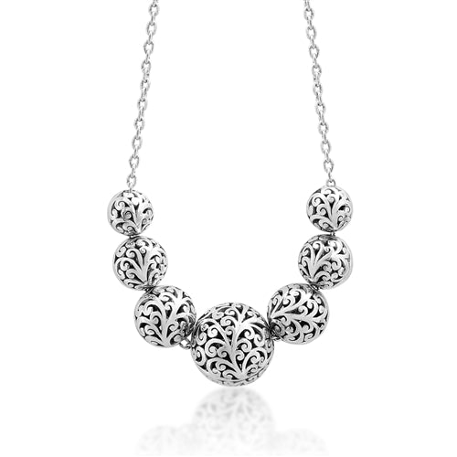 Classic Signature Scroll Tapered Bead necklace - Lois Hill Jewelry
