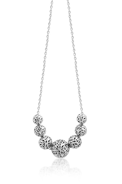 Classic Signature Scroll Tapered Bead necklace - Lois Hill Jewelry