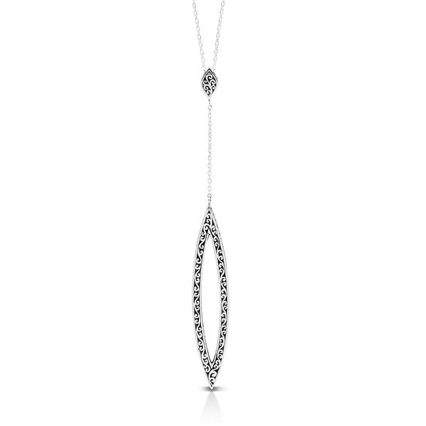 LH Scroll Silhouette Long Marquise Lariat Necklace