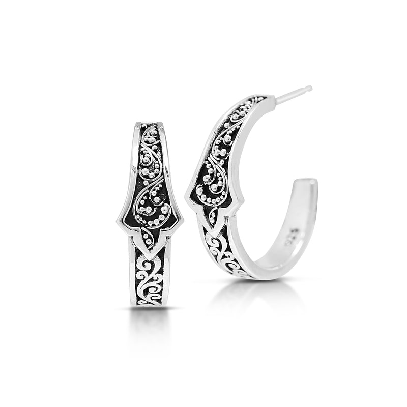 Carved/Granulation Hoop Earrings - Lois Hill Jewelry