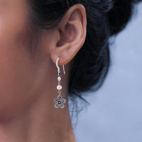 LH Scroll Flower Charms Mother-of-Pearl Drop Earrings