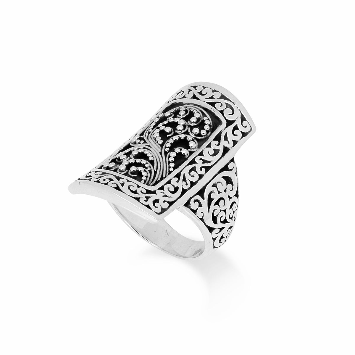Classic Rectangular Convex Cutout and Granulated Ring. 17mm x 27mm