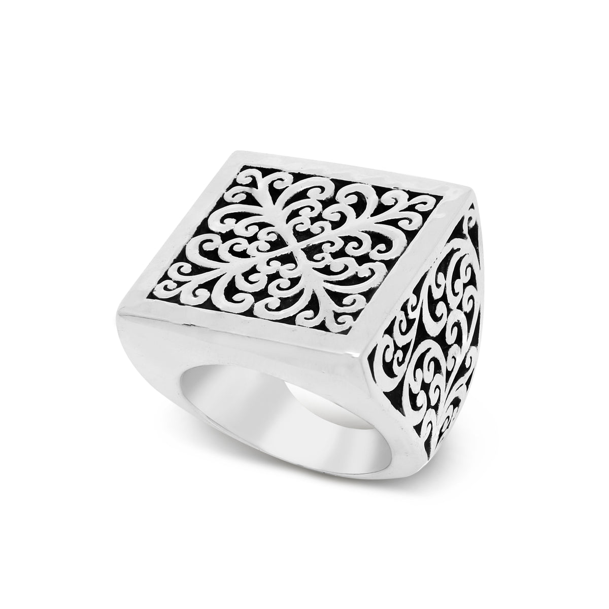 Square Geometry Signature Scroll Ring - Lois Hill Jewelry