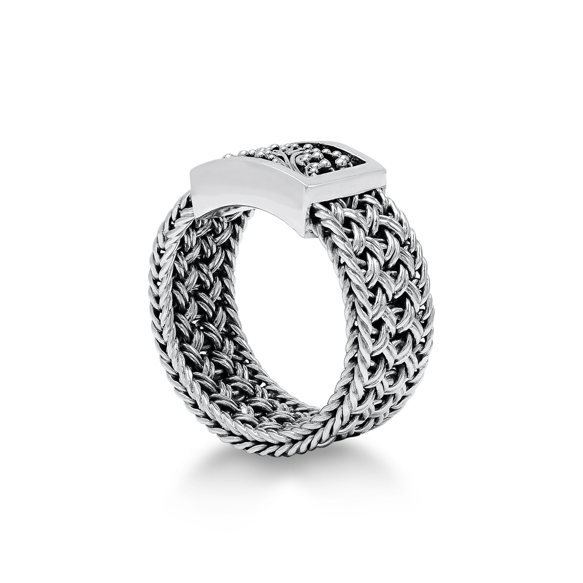 Classic Textile Weave Granulated Square Ring