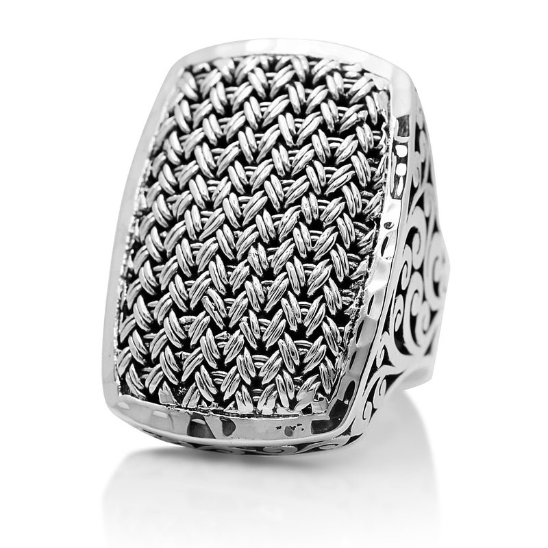 Rectangular Textile Weave Cut-Out Ring