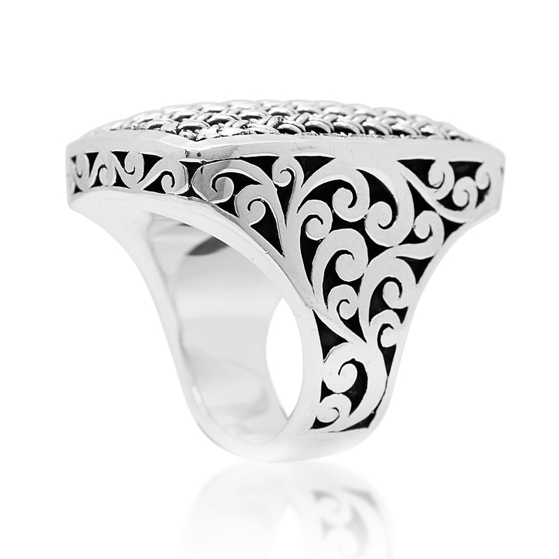 Rectangular Textile Weave Cut-Out Ring