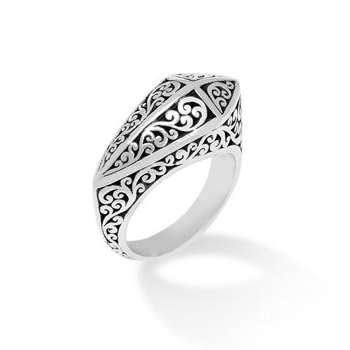 Classic & Edgy Signature Scroll Pyramid Ring - Lois Hill Jewelry