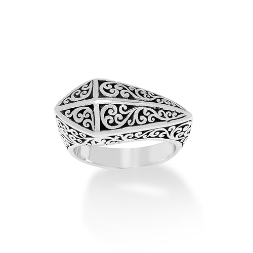 Classic & Edgy Signature Scroll Pyramid Ring - Lois Hill Jewelry