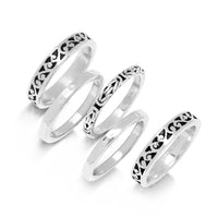 Box Weave and Hand Carved Scroll 5 Stack Ring - Lois Hill Jewelry