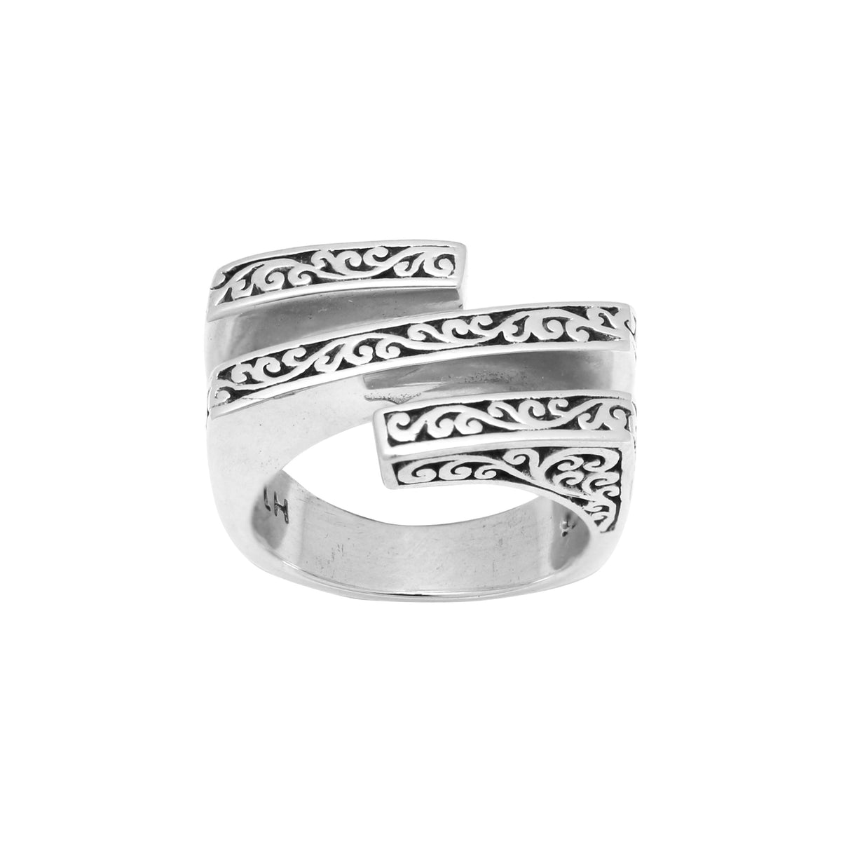 Classic Signature Scroll Overlap Bar Ring - Lois Hill Jewelry