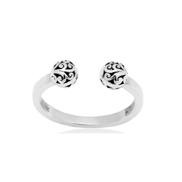 Double Signature Scroll Ball Band Ring