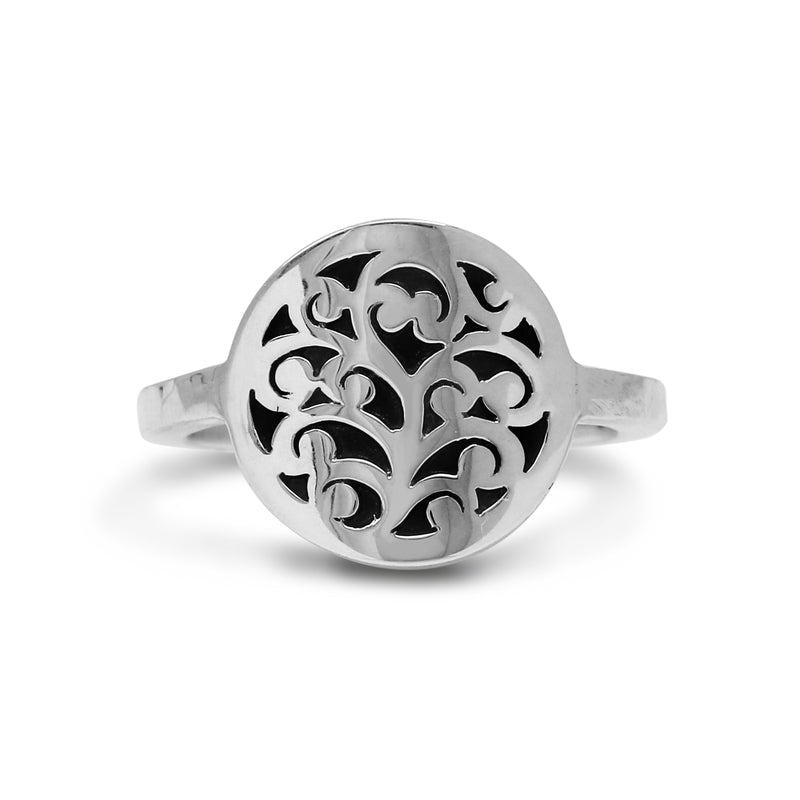 Round LH Scroll Ring with Slim Band