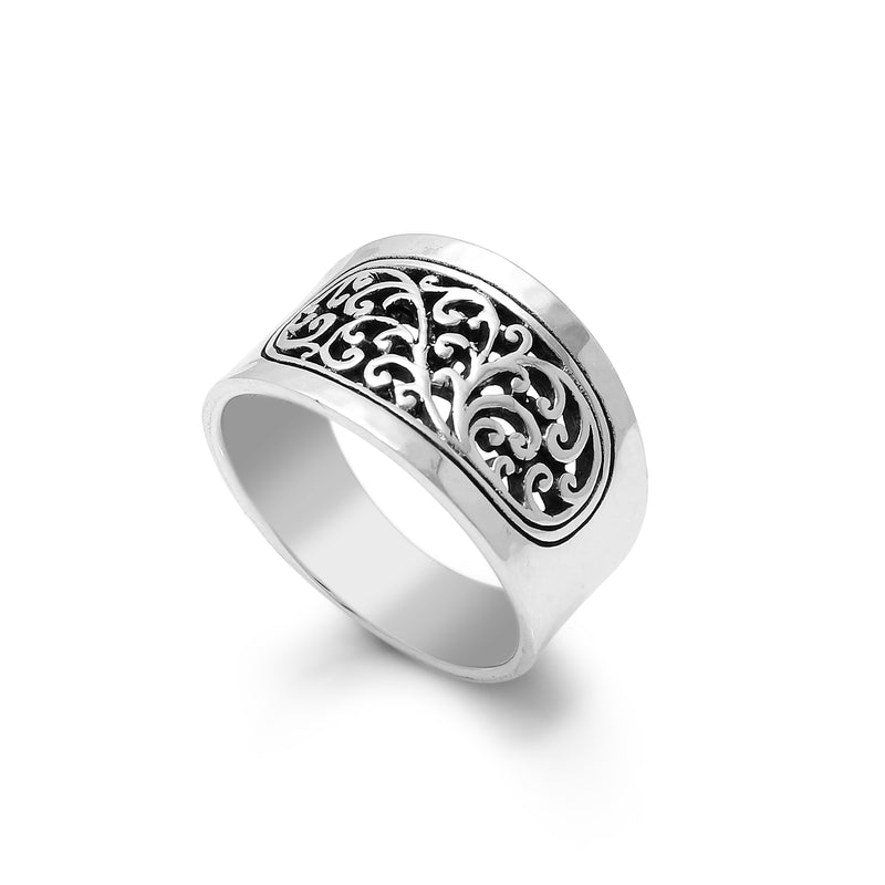 LH Open Scroll Hammered Band Ring