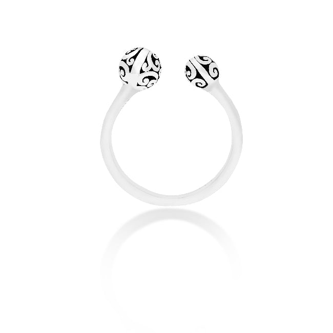 Double Signature Scroll Ball Open Ring - Lois Hill Jewelry