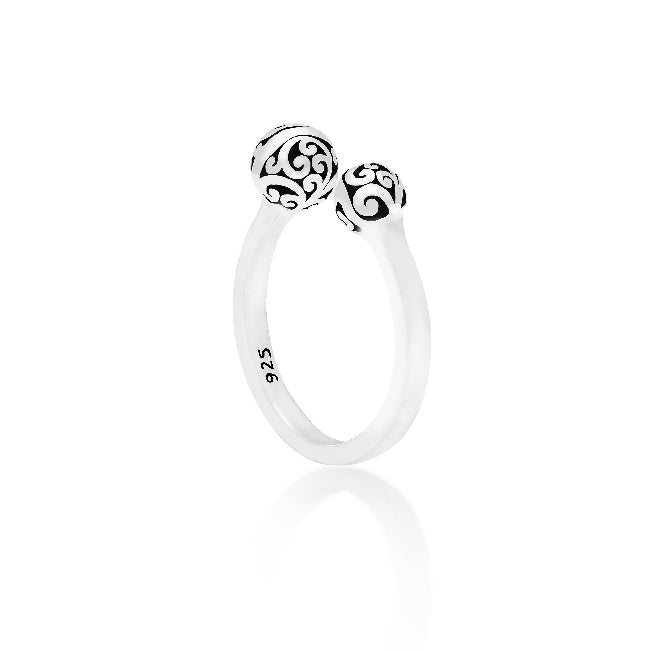 Double Signature Scroll Ball Open Ring - Lois Hill Jewelry