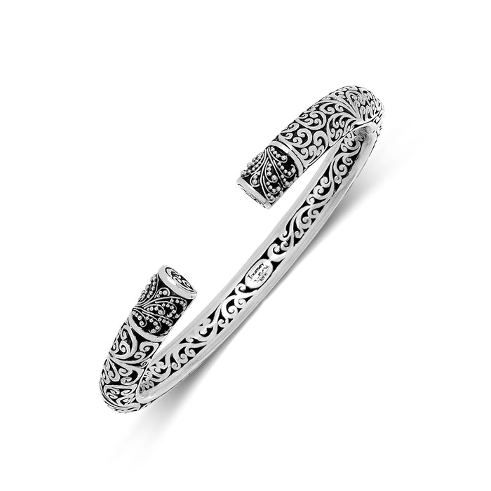 LH Classic Intricate Hand Carved and Granulated Ends Cuff