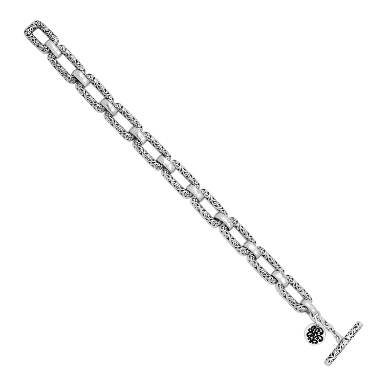 Open Rectangular Classic Signature Scroll Station Bracelet - Lois Hill Jewelry