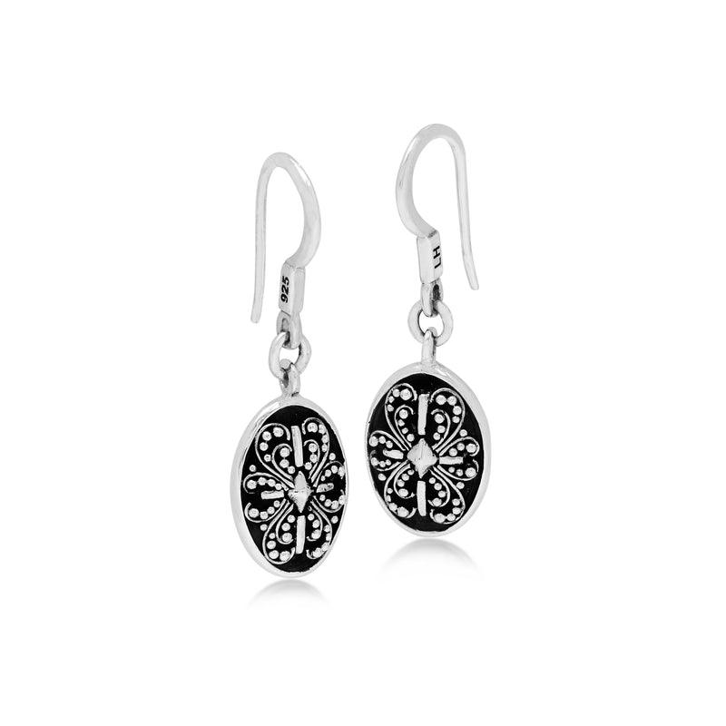 Oval Classic Granulation Alhambra Drop Fishook Earrings - Lois Hill Jewelry