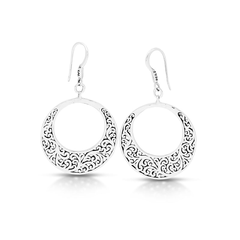 Classic Round Open Signature Scroll Fishook Earrings - Lois Hill Jewelry