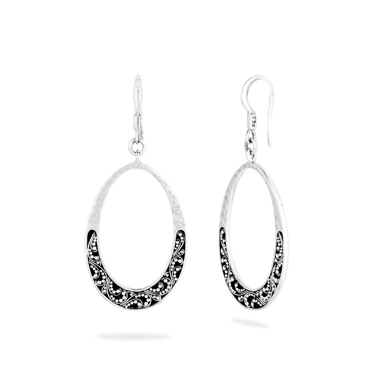 Oval Granulated Fishook Earrings - Lois Hill Jewelry