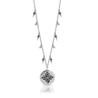 LH Scroll Round with Granulated Maltese Cross Pendant (18mm) Charm Necklace 16"- 18" Adj