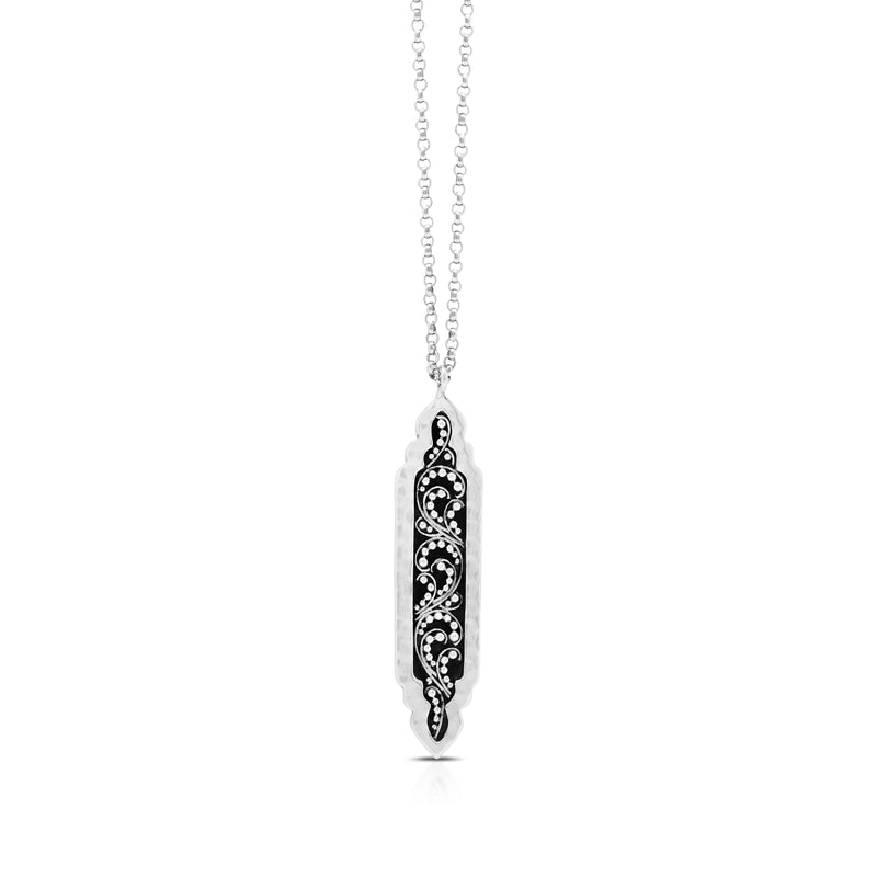 Classic Granulated Drop Pendant Necklace. Pendant 9mm X 43mm 18" chain