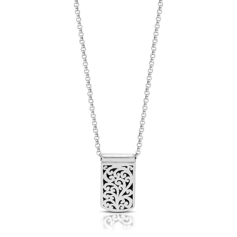 Classic Signature Scroll IDtag Cross Sign Pendant Necklace. Pendant 9mm x 17mm  18" chain