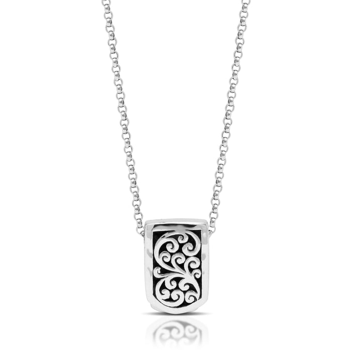 Classic Signature Scroll Small IDtag Pendant Necklace. Pendant 10mm x 15mm  18" chain