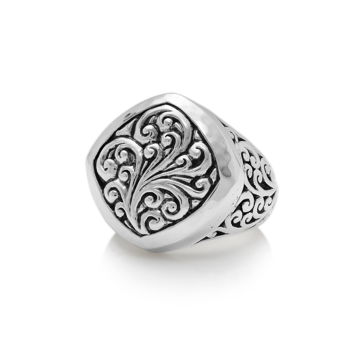 Geometric Statement Scroll Carved Repousse Ring (24mm)