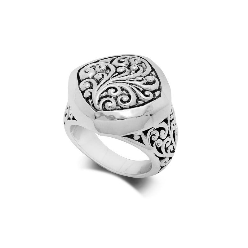 Geometric Statement Scroll Carved Repousse Ring (24mm)